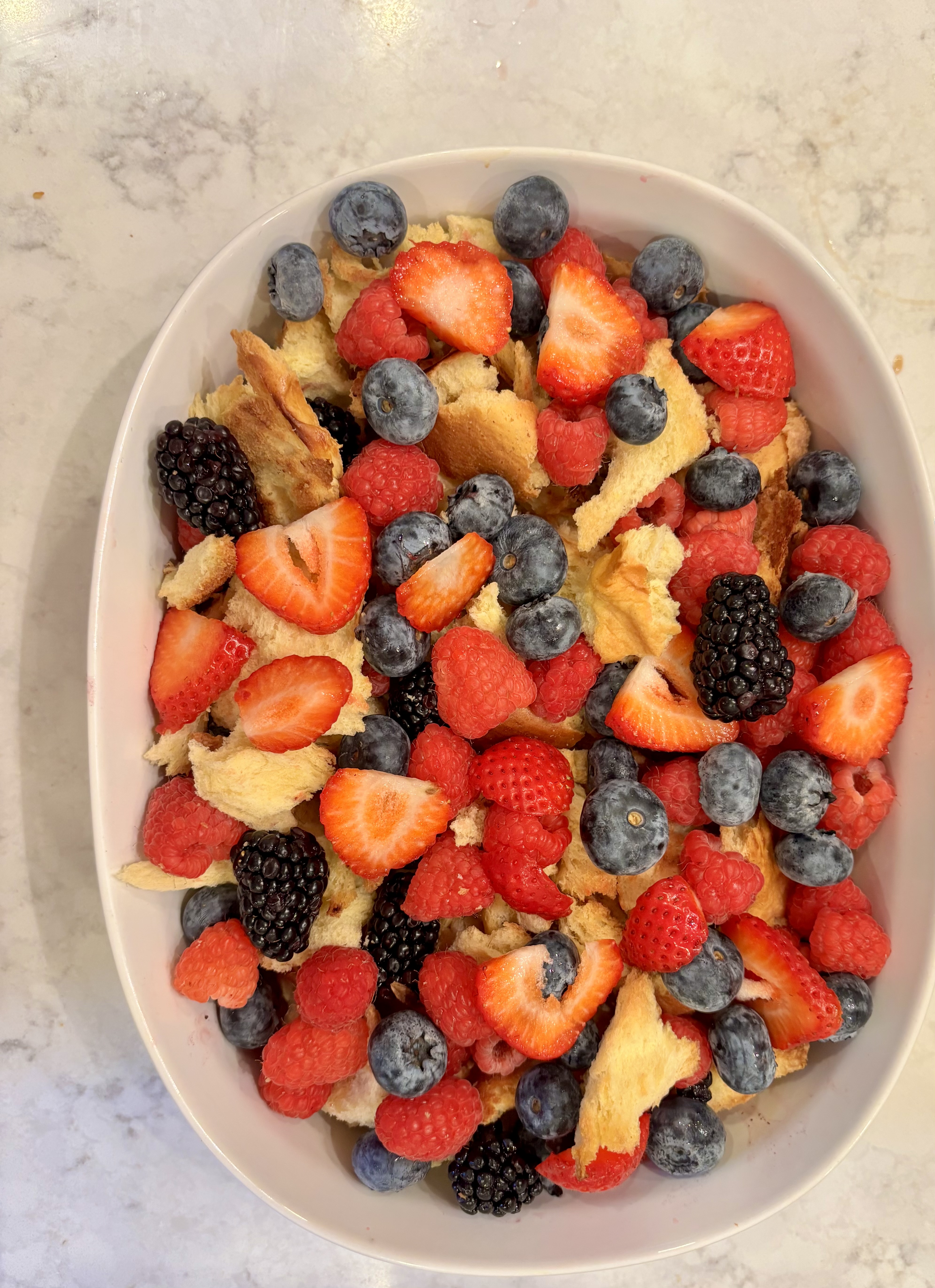 Mixed berry bread pudding